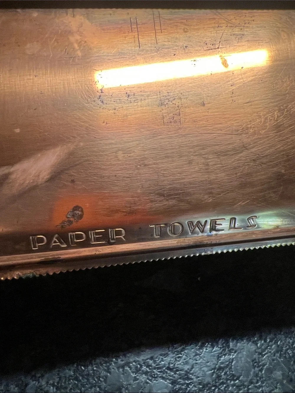 Vintage Copper Foil, Wax Paper and Paper Towel Dispenser. Can be wall mounted
